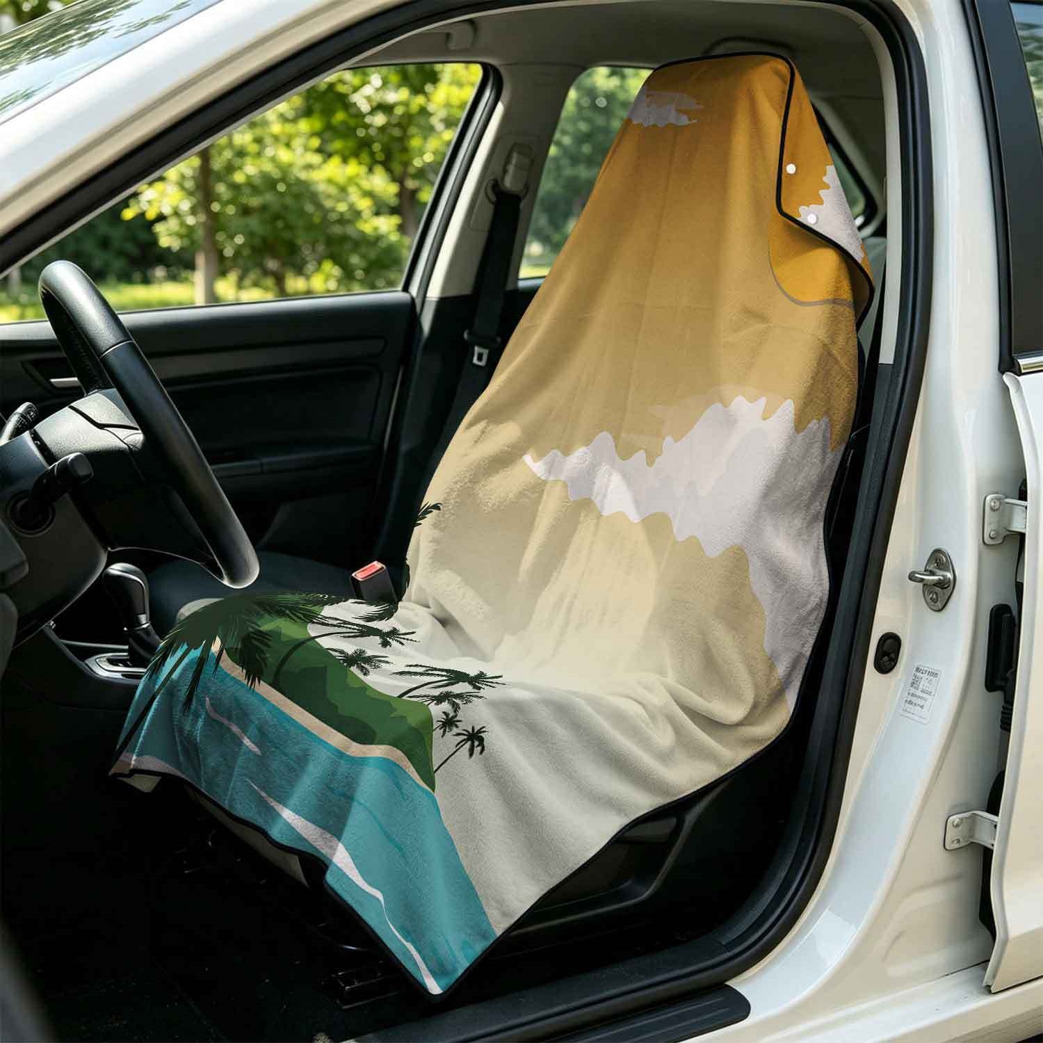 Summer bath towel and car seat cover 2-in-1, ultra-fine fiber outdoor beach and car dual-use universal seat cushion