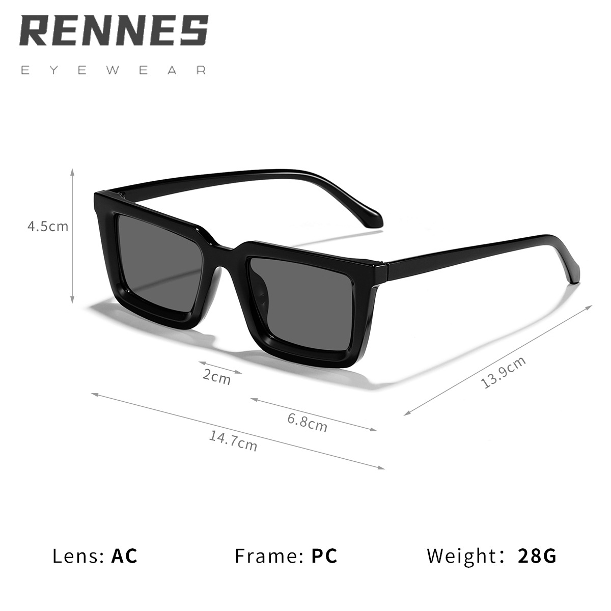 2024 nueva bisagra de metal Gafas de sol cuadradas retro europeas y americanas Gafas de sol al aire libre de estilo ins
