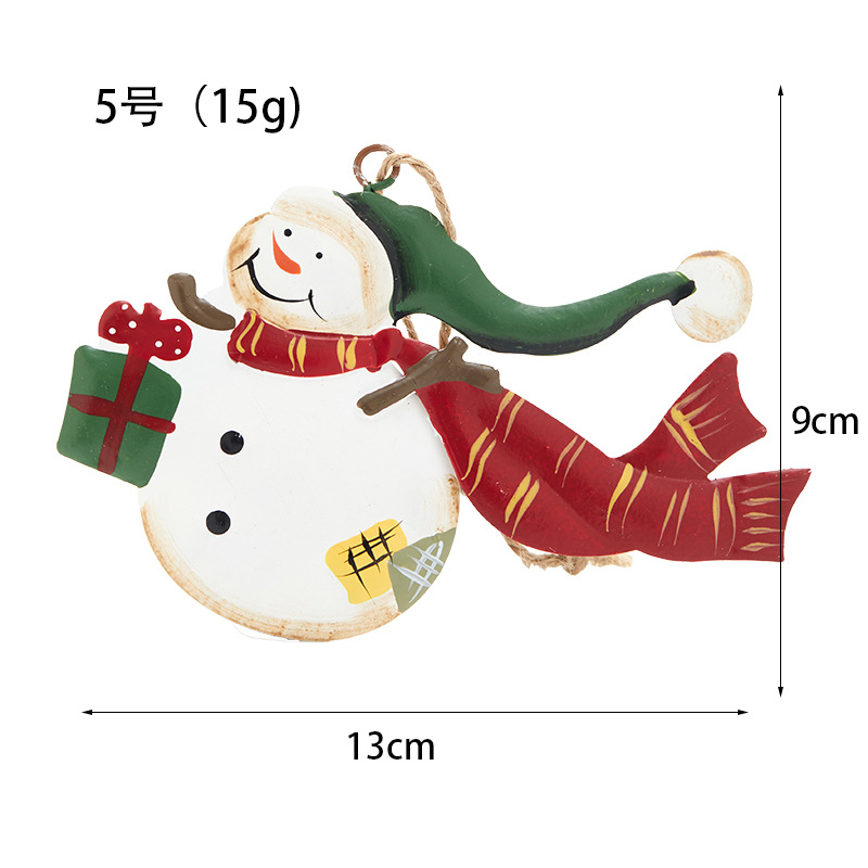 Madera Santa muñeco de nieve alce colgante de hierro forjado color decoración pintada a mano decoración de árbol de Navidad retro americano