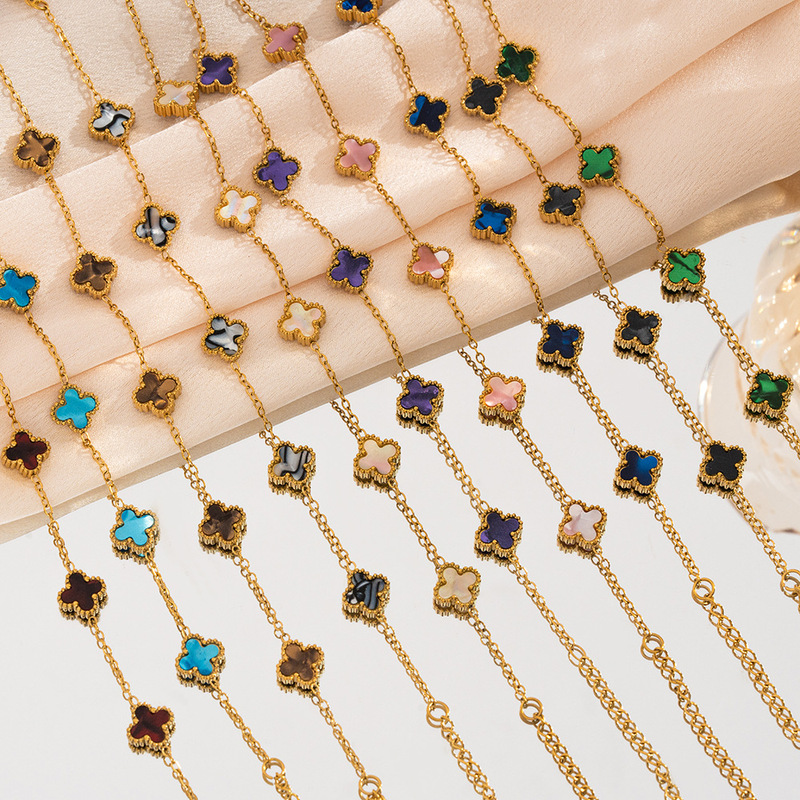 9mm Four-Leaf Clover Bracelet, Accessible Luxury and High-End, Cross-Border Popular Women's European and American Non-Fading Hand Jewelry, Niche and Simple