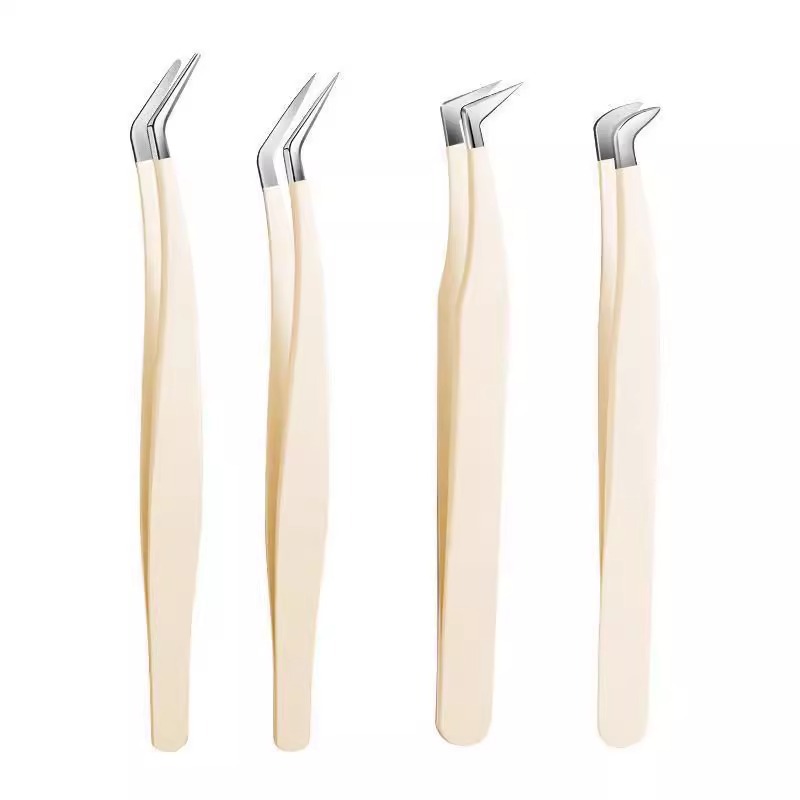 False Eyelash Tweezers Drop Shipping Gold Feather Clip Tweezers Eyelash Tweezers Special Tweezers for Eyelash Grafting Wholesale