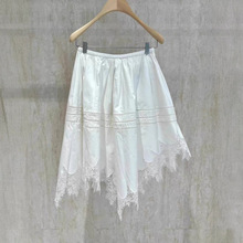 ICE设计师品牌25早秋新品蕾丝拼接中长款A字裙不规则抽绳半身裙女