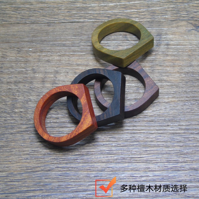 Direct supply ebony ring DIY bracelet accessories wooden ring retro wrench net red men's and women's jewelry wooden ring crafts