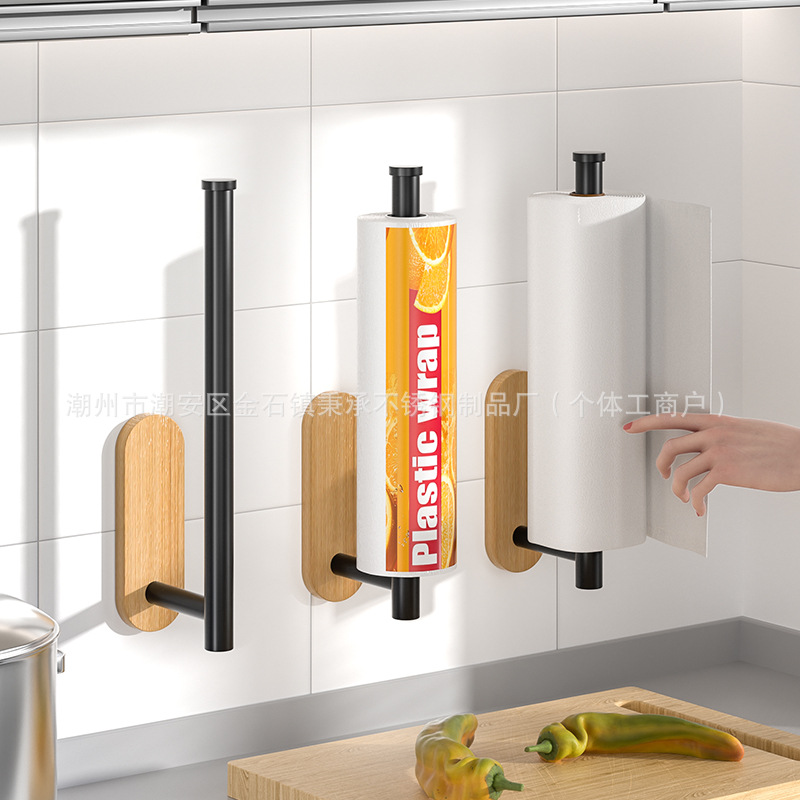 Toallero sin perforaciones, baño, baño, rollo de papel, estante de almacenamiento, envoltura de plástico de cocina, barra de toalla montada en la pared