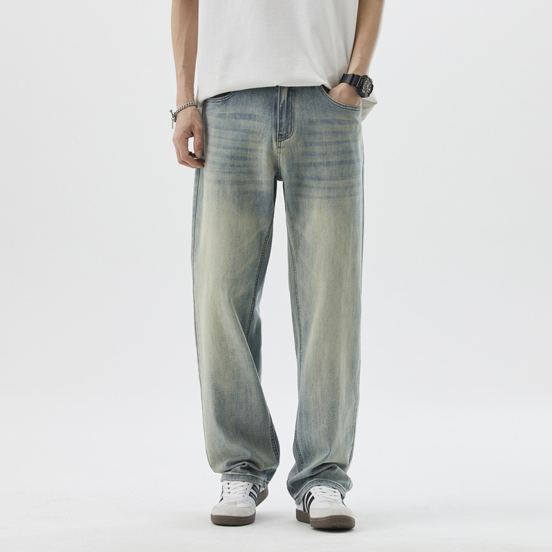 Slim Straight Jeans Summer New Men's Pants Trendy Brand Loose Casual Narrow Version Scimitar Wide Leg Trousers