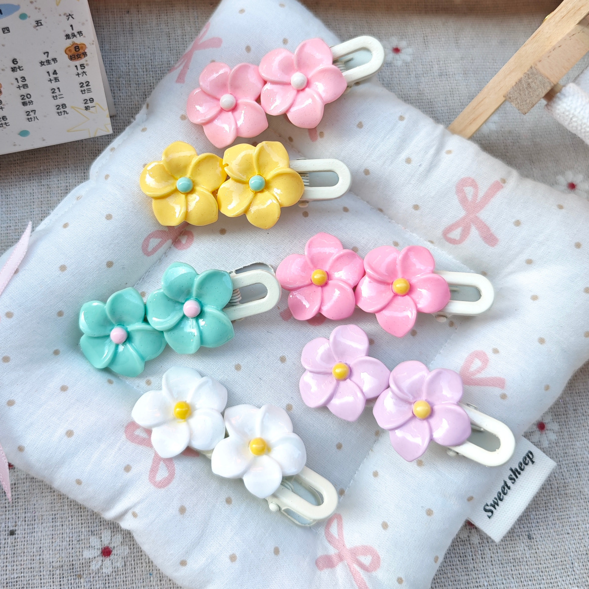 Egg flower hairpin summer small fresh girly fashion versatile side broken hairpin sweet wave clip duck bill clip
