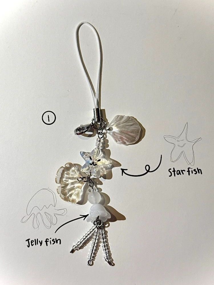 [Jellyfish Attraction] Beaded mobile phone chain, small pendant, girly heart camera chain, cute niche ins style pendant