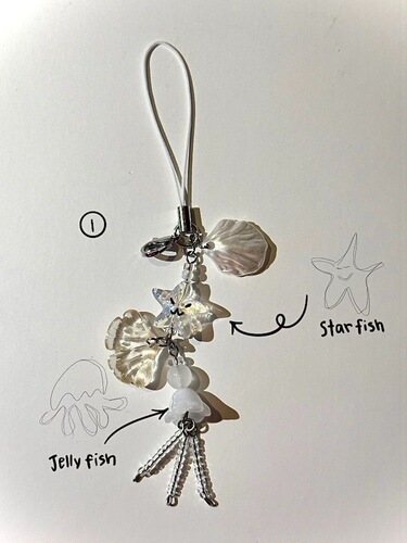 [Jellyfish Attraction] Beaded mobile phone chain, small pendant, girly heart camera chain, cute niche ins style pendant