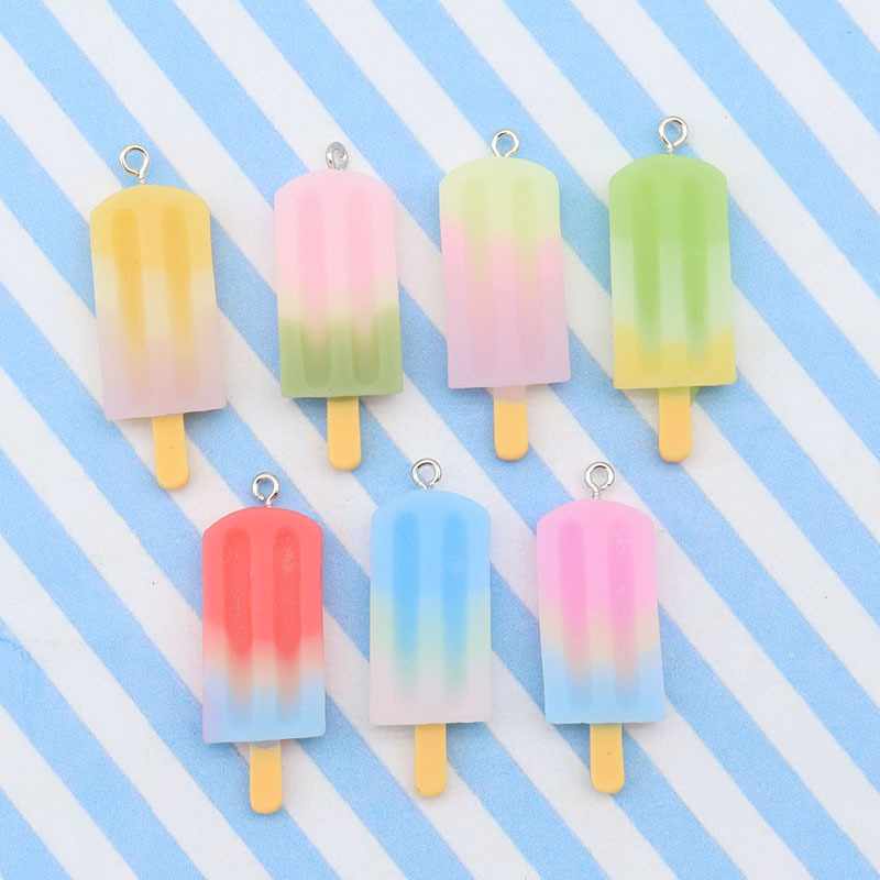 Resin Color Gradient Color Double Popsicle Ice Cream Pendant Keychain Mobile Phone Case Patch Jewelry Accessories Jewelry Accessories