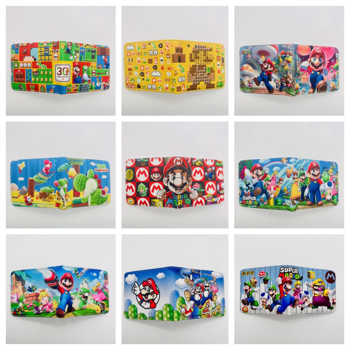 Super Mary bolso de cambio Mario hermano Mario estudiante bolso plegable para hombres y mujeres bolso de tarjetas de monedero PU