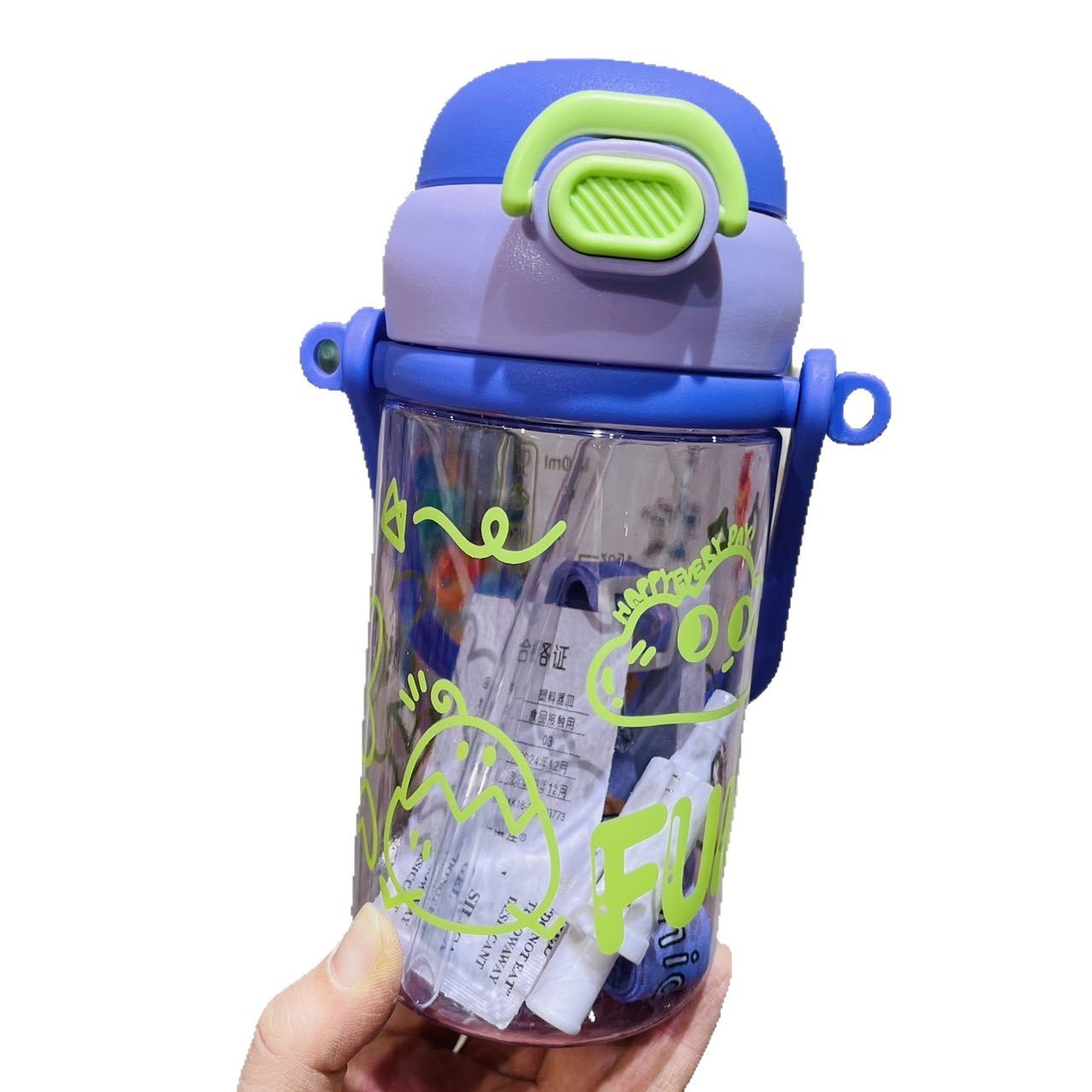 Shanghexin taza de agua de plástico para niños 800ml taza de paja de gran capacidad taza de plástico portátil de dibujos animados de celebridades netas taza de estudiante