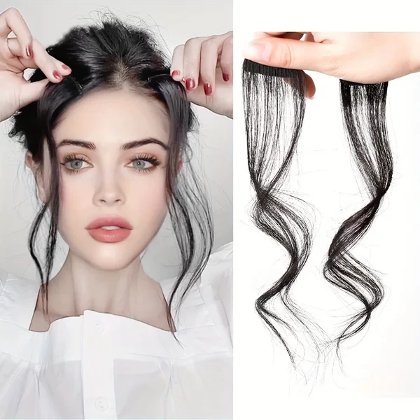 Longshu bangs wig with micro-curls on both sides of the eight-character bangs wig trim face with natural invisible micro-curls bangs