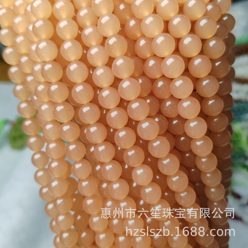 高仿晴水和田玉玉髓散珠批发 手工diy饰品配件东陵圆珠藕粉色串珠|undefined