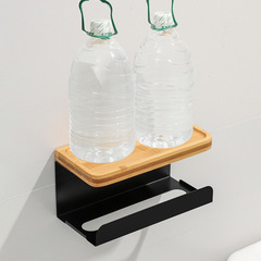 Japanese bathroom nail-free toilet paper towel holder wall-mounted storage rack bamboo tissue box bathroom double roll paper towel holder