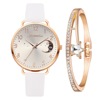 Douyin hot -selling new girl personality pattern simply quartz watch set Moon pattern watch