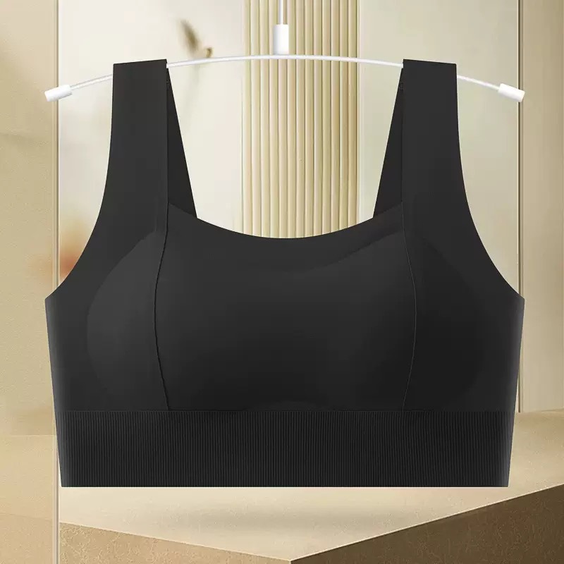 Pecho plano de verano, pecho pequeño, acolchado grande, posavasos gruesos, sin marcas, seda de hielo, estilo chaleco, sujetador, ropa interior fruncida, sin anillo de acero