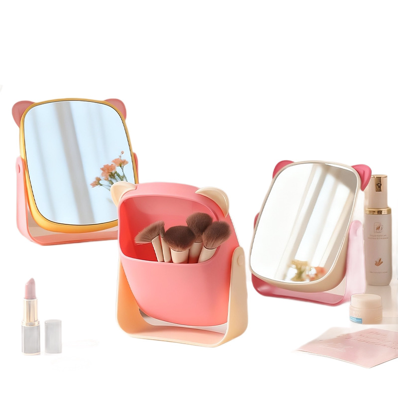 Espejo de maquillaje de escritorio con caja de almacenamiento, dormitorio de estudiantes, espejo de vestir, espejo de escritorio, espejo en forma de mariposa