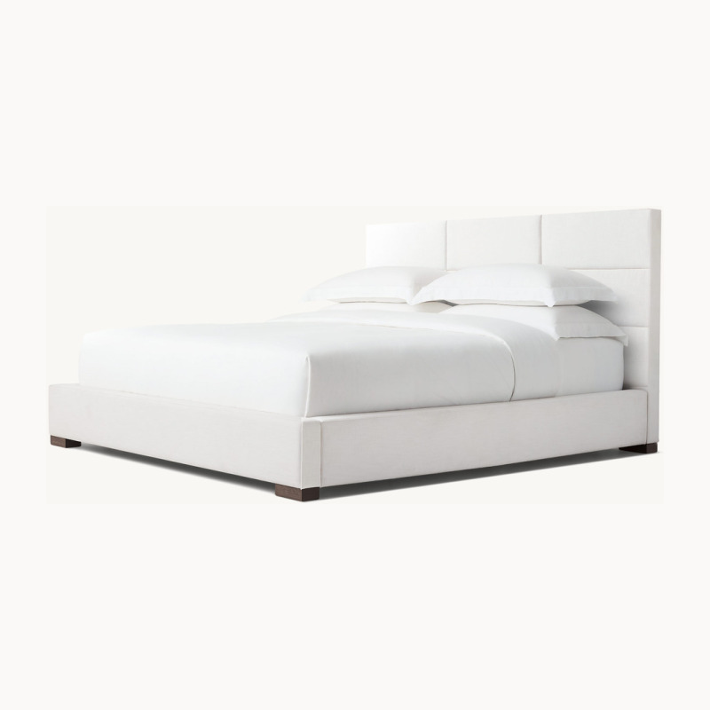 American-style RH minimalist designer fabric double bed for bedroom, Nordic hotel and homestay model room, high-back large wedding bed