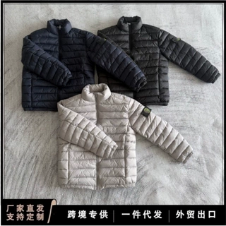 跨境石头D秋季新款横衍缝立领棉服拉链简约休闲宽松百搭男款外套