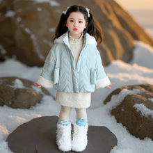 女童夹棉加厚外套秋冬季2025新款儿童连帽卡通上衣宝宝可爱棉服潮