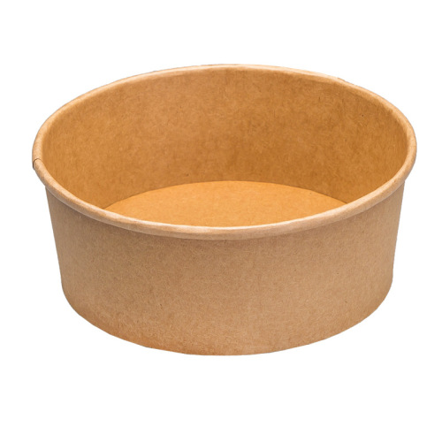 Disposable kraft paper lunch box, salad bowl, round takeout packaging box, heat-resistant soup bowl with lid, thickened and biodegradable