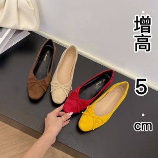 Sweet Suede Bow Round-Toe Shoes for Small Women with Increased Height, Non-Tiring Summer Shoes with Skirts