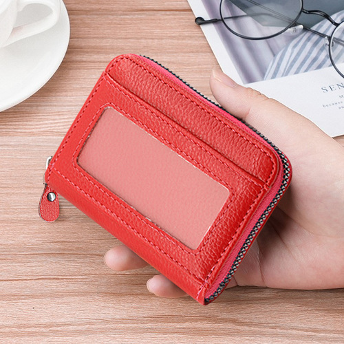 New card holder for women, simple and fashionable ID bag, casual multi-functional wallet card holder, all-in-one bag, men's driver's license leather holder