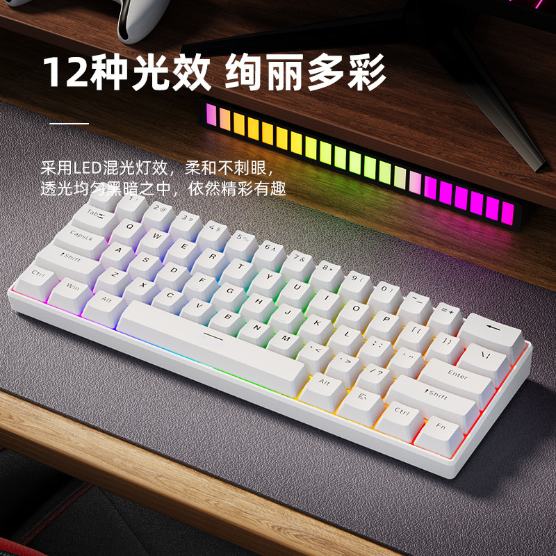 61 teclado mecánico verdadero eje azul eje rojo conexión cableada juegos de oficina portátil teclado de computadora de escritorio