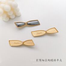 diy发夹底托手作哑金细长蝴蝶结平夹宋锦贴布发饰手工凹槽新中式
