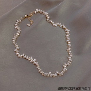 Small Irregular Freshwater Shaped Pearl Necklace Fashion Simple Elegant Retro Necklace chocker Clavicle Chain