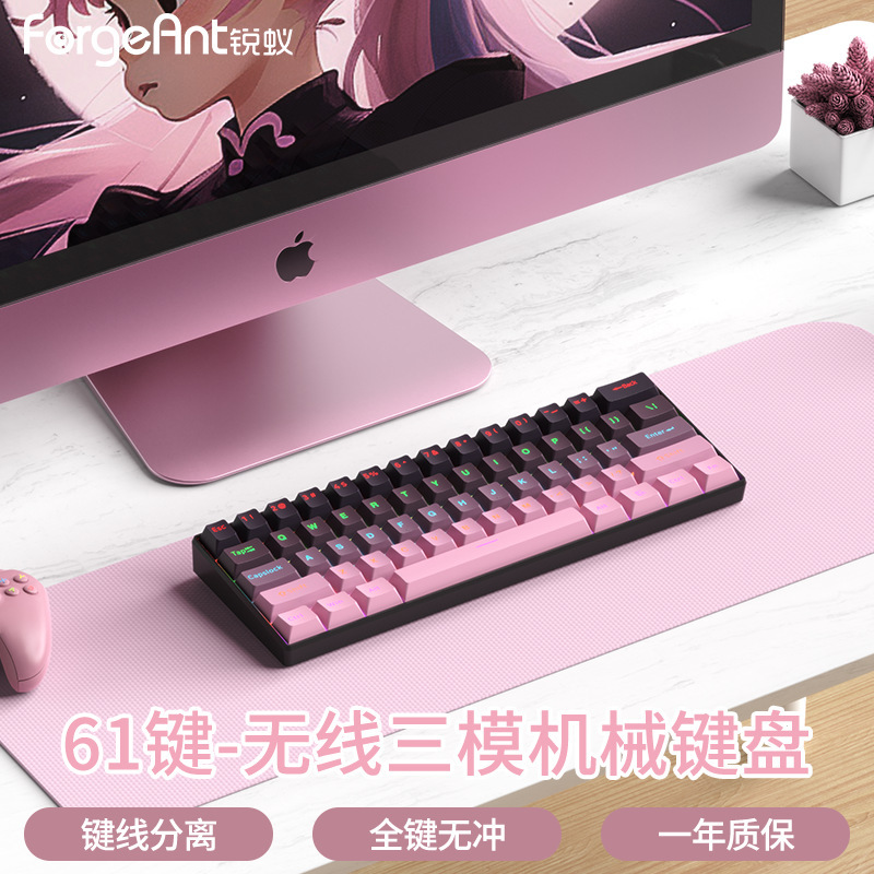 Ruiyi F61 メカニカルキーボード e スポーツゲームオフィスワイヤレス 3 モードノートブックデスクトップポータブル男性と女性のキーボード|undefined