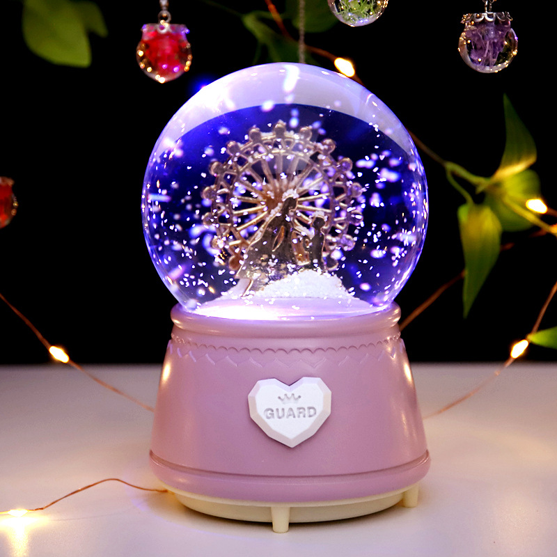 Ferris Wheel crystal ball Music box Dream automatic Snow children Little Girl birthday gift The music box Decoration