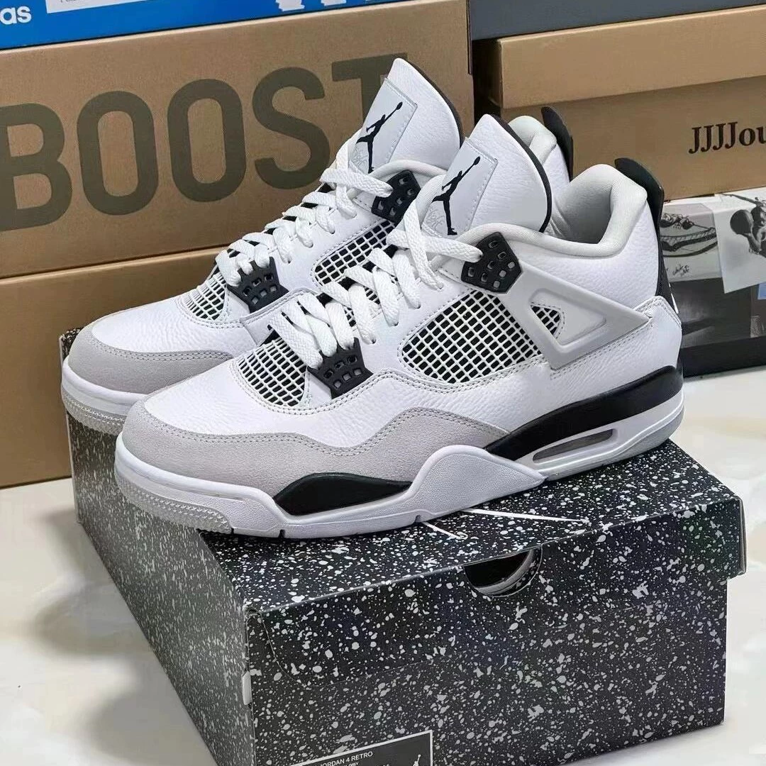 First-Layer Cowhide Model Aj4 Hot Lava Electric Mother Yellow Paris Cement White Black Cat Oreo Joe 4 Women's and Men's Basketball Shoes