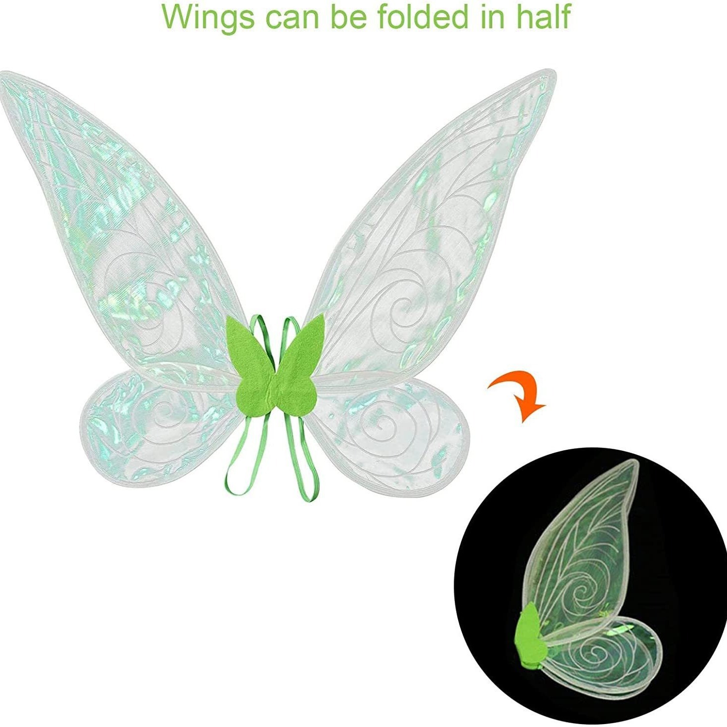 Cruz-frontera plegable colorido alas mariposa Festival DE LOS NIÑOS rendimiento vestido hasta props princesa Ángel traje