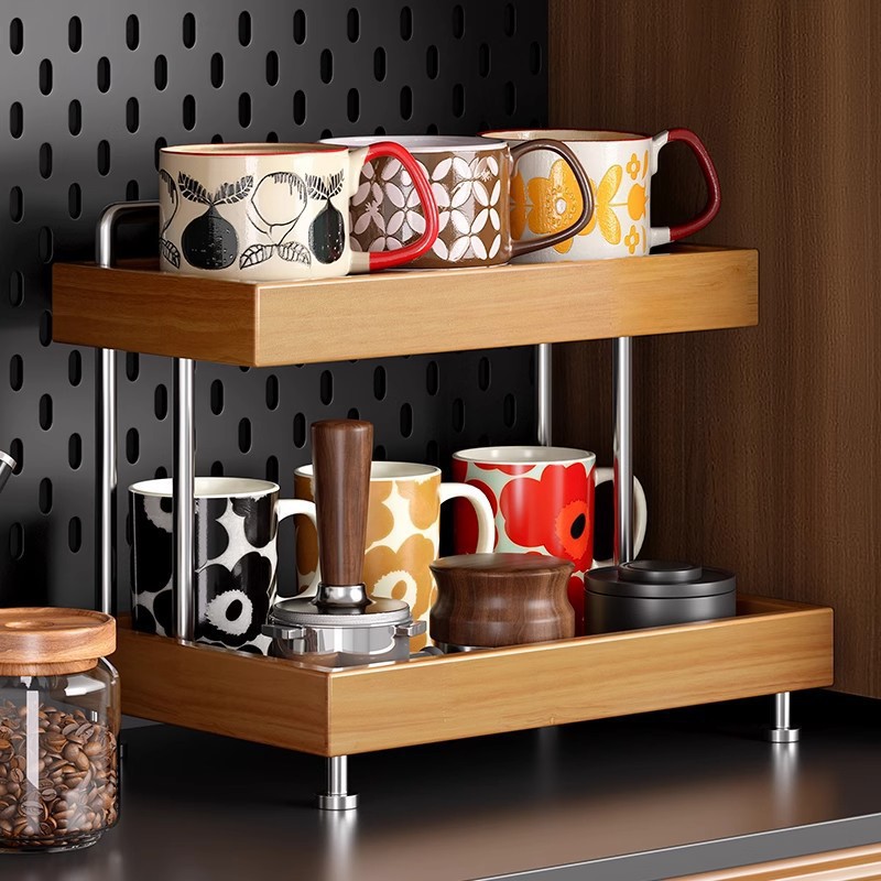 Taza de madera sólida, taza de estilo medieval, estante de almacenamiento, taza de té, estante de mesa, estante de mesa, estante de taza de café, mesa de comedor