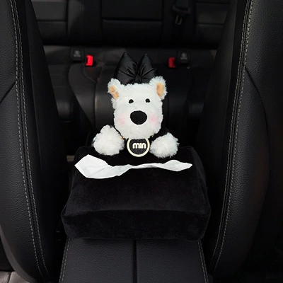 Tissue Box for Car Armrest – Car tissue box/set - black-knot-m-black-bag-black-sweater-west-highland-back-armrest-black-velvet-bag