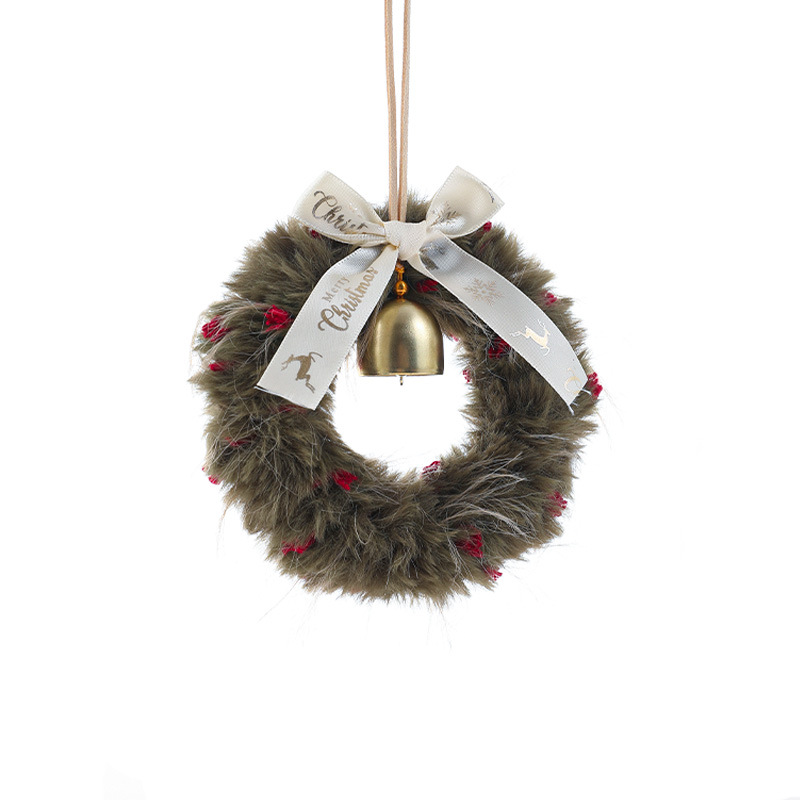 Nuevo peluche Navidad atmósfera colgante de guirlandas arco de cinta campana decoración navideña colgar ventanas accesorios