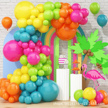 亚马逊128件彩色黄橙绿玫红尼蓝色乳胶气球套装生日派对装饰用品