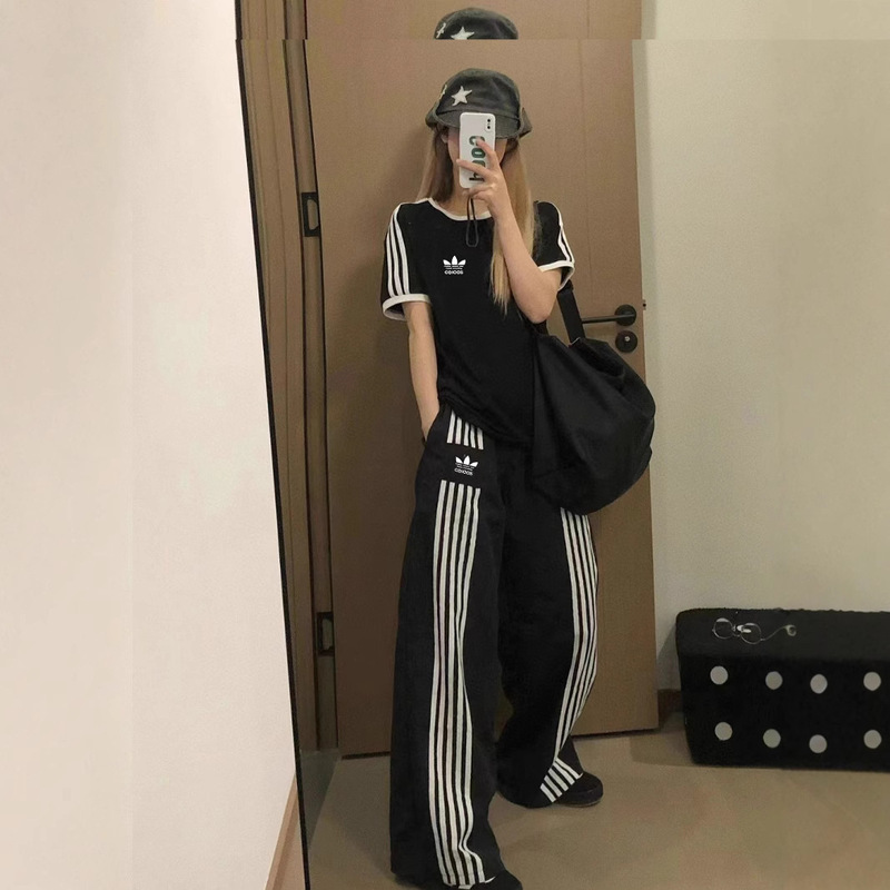 三叶草爆款休闲宽松阔腿裤韩版夏季时尚白色百搭休闲裤子女3926|undefined