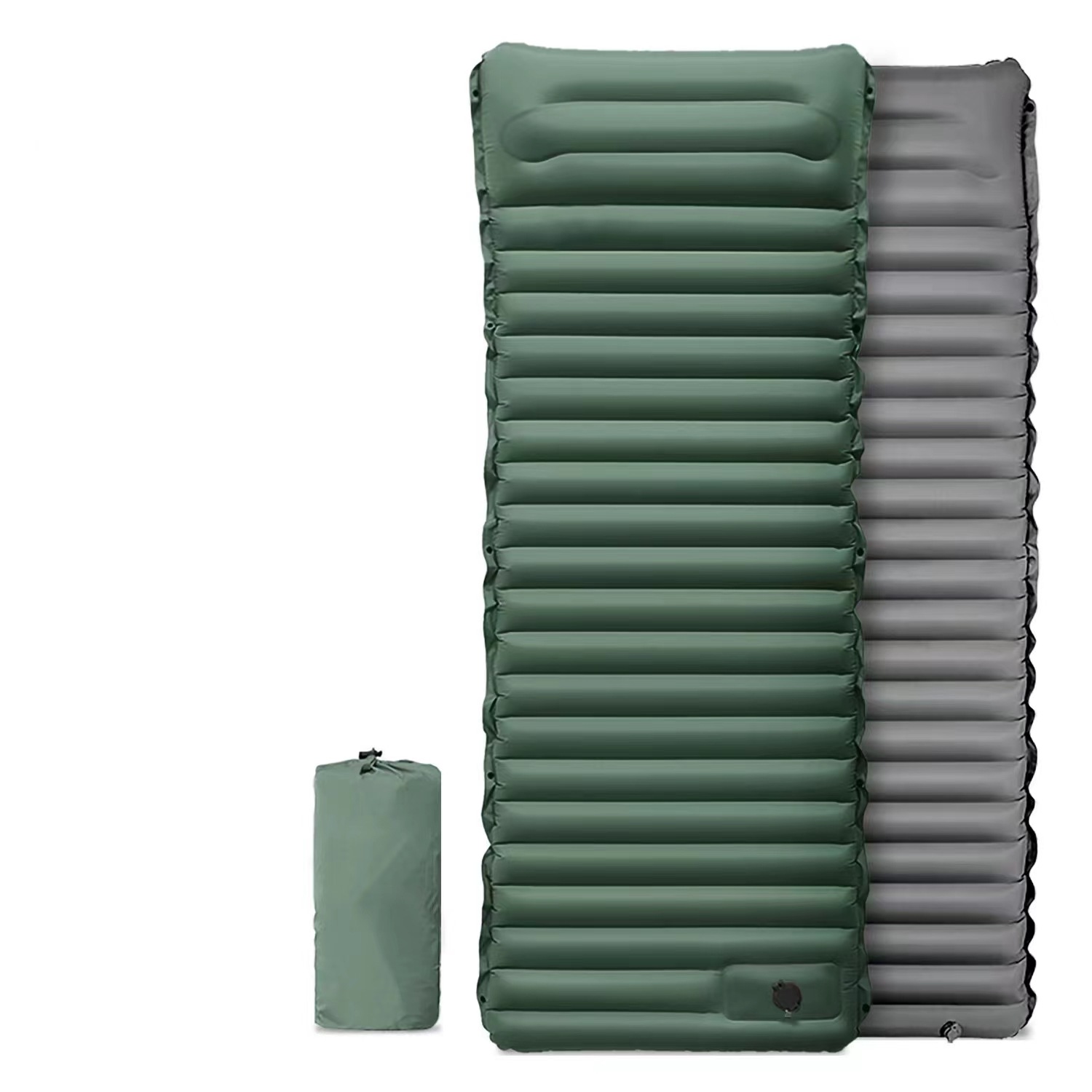 Colchoneta de camping de 10 cm de grosor, impermeable, plegable, colchón de aire inflable para exteriores, con almacenamiento, accionado con el pie.