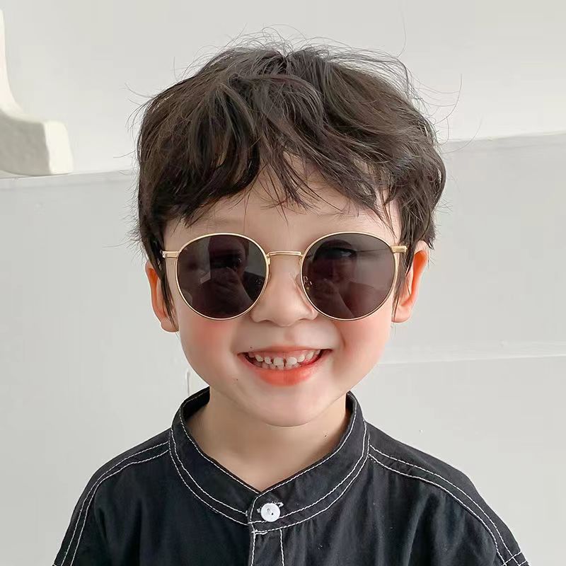 2024 New Fashionable Metal Frame Children's Sunglasses Korean Style Personalized Anti-UV Baby Sunglasses for Boys and Girls