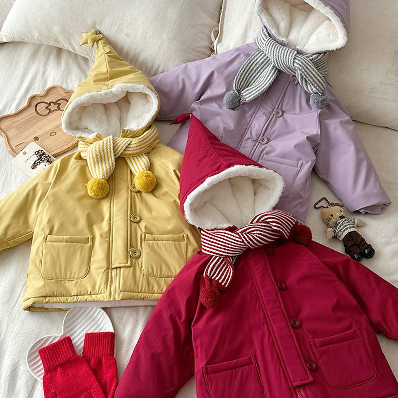 Estrellas de niñas de invierno para superar la chaqueta de algodón infantil de invierno tres prevención de terciopelo grueso chaqueta de calentamiento de niñas suelta