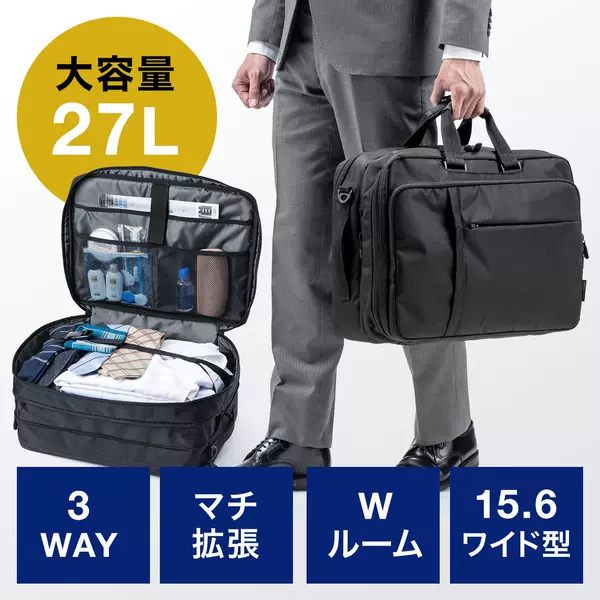 Japan SANWA large capacity computer bag 15.6 inch backpack extended travel multifunctional bag 200-BAG154BK