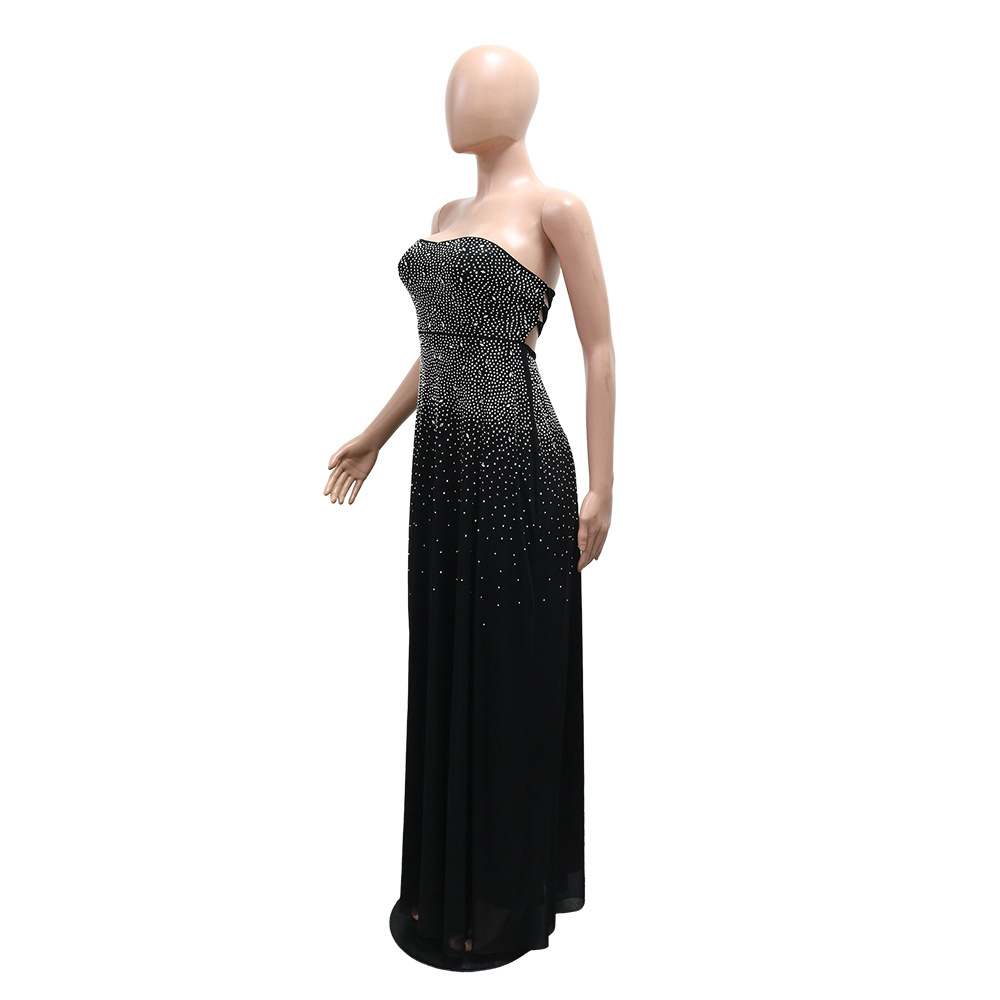 Strapless Bodycon Bandage Dress With Rhinestone Detail For Night Out Party Cocktail Club_ecoleips.com