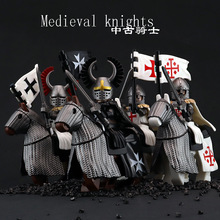 罗马中古世纪神圣骑兵团条顿圣殿骑士积木战马玩具适用于乐高人仔