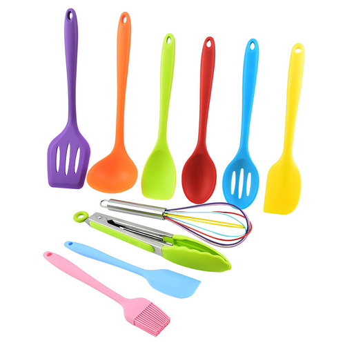 Amazon kitchenware set silicone kitchenware 10-piece kitchen utensils spatula set cooking spatula spoon oil brush