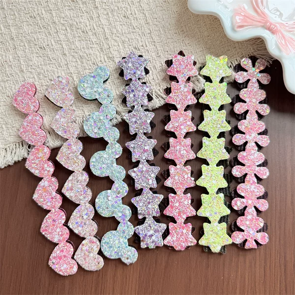 Children's Sequin Star Heart Forehead Bangs Patch for Girls, Long Hair Fringe Magic Tape Hairband Adhesive Hair Patch Hair Accessory