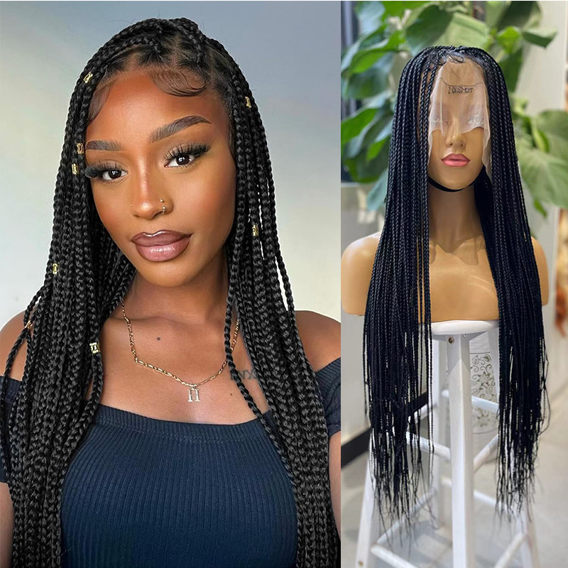 Full Lace Three-Strand Braid Wig Crochet Hair Weave Dreadlock Wig Long Straight Hair Women's Wig Braided Wig