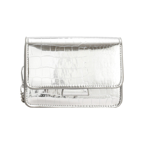 Cross-border summer small square handbags for women, 2025 foreign trade new style, high-end, niche summer crossbody silver mini bag