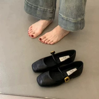 复古玛丽珍女鞋2025春秋新款法式配裙子单鞋女方头浅口软底晚晚鞋